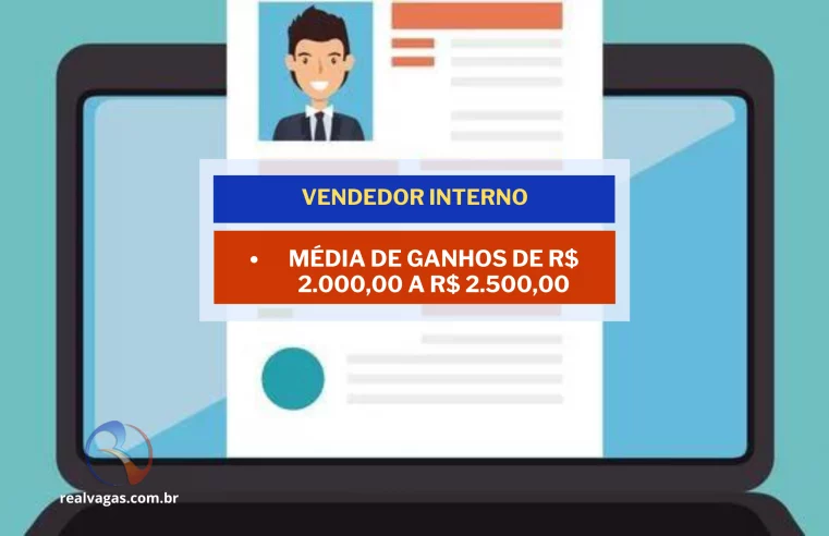 Vaga de Emprego: Vendedor Interno na região central de Curitiba